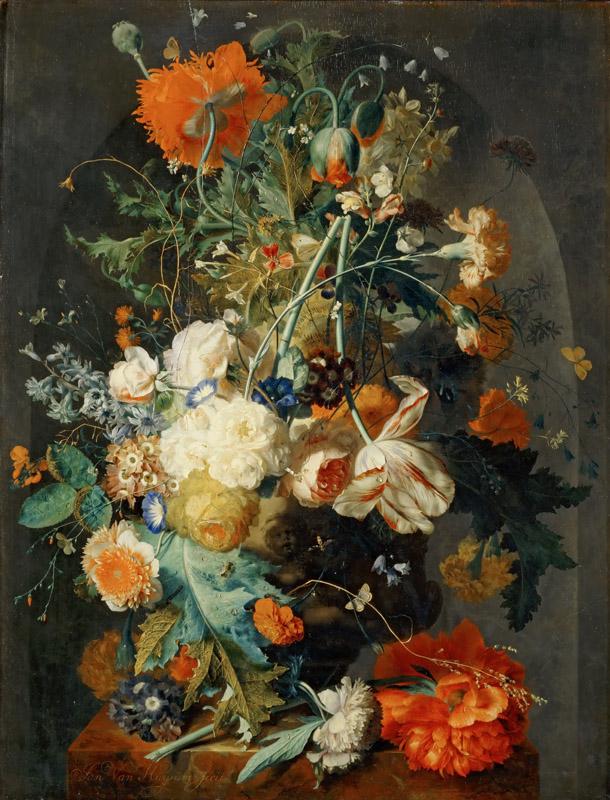 Jan van Huysum (1682-1749) -- Vase of Flowers in a Niche