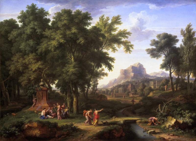 Jan van Huysum - Arcadian Landscape with a Bust of Flora