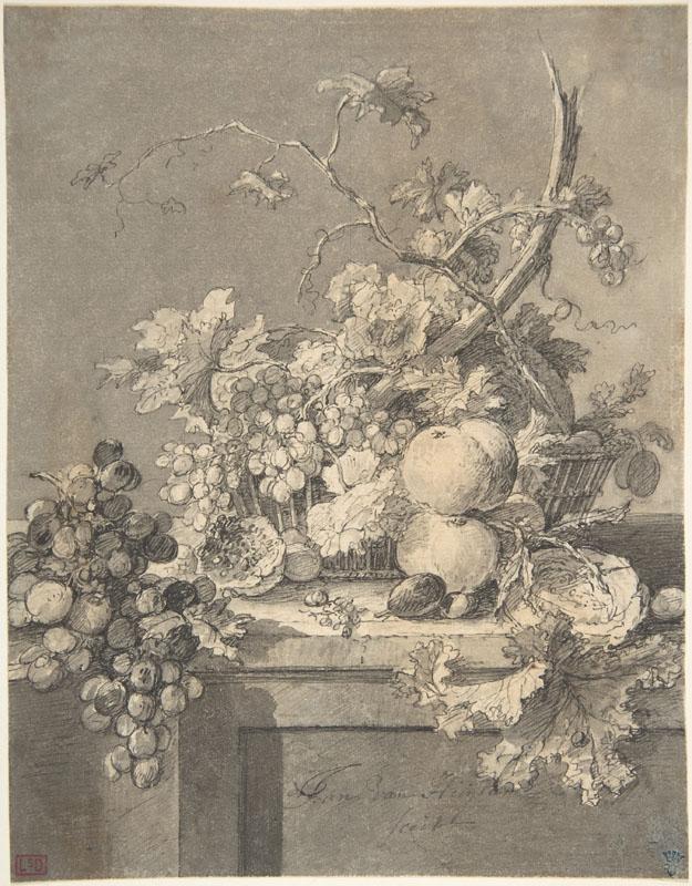 Jan van Huysum--A Basket of Fruit