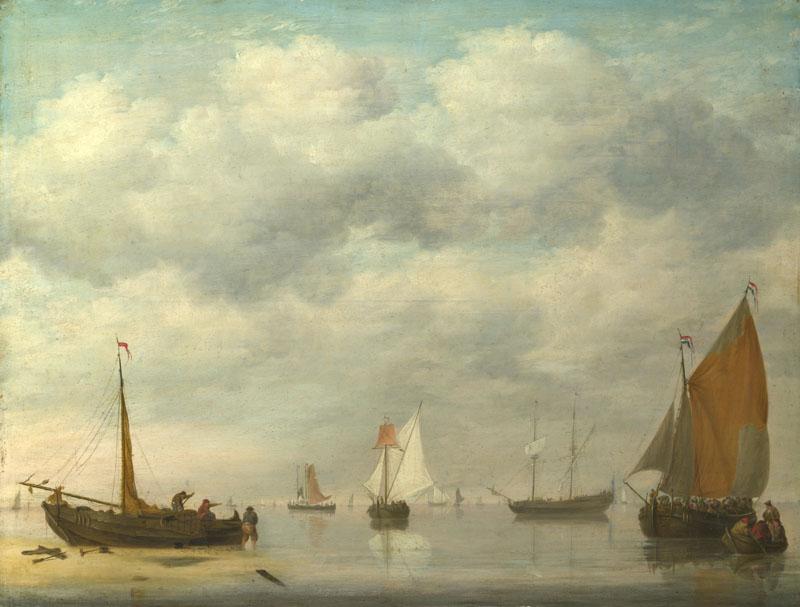 Jan van Os - Dutch Vessels in Calm Water