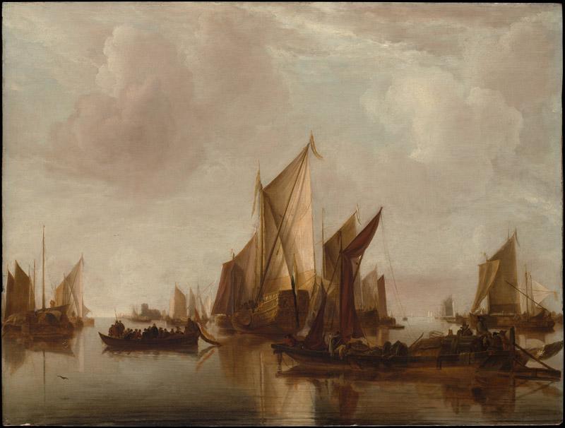 Jan van de Cappelle--A State Yacht and Other Craft in Calm Water