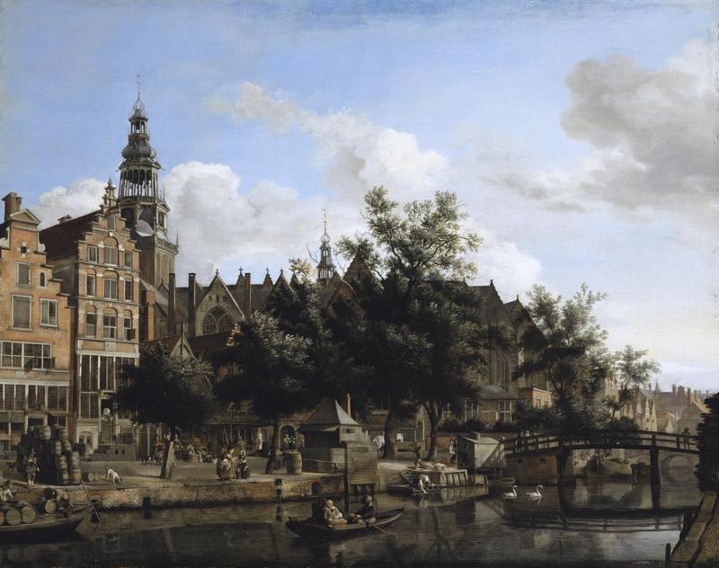 Jan van der Heyden - View of Oudezijds Voorburgwal with the Oude Kerk in Amsterdam