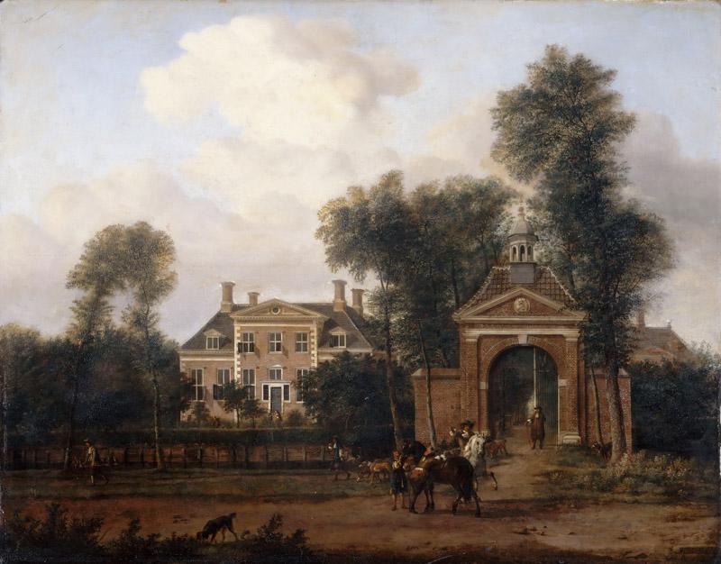 Jan van der Heyden, figures by Adriaen van de Velde -- Harteveld House in Maarssen