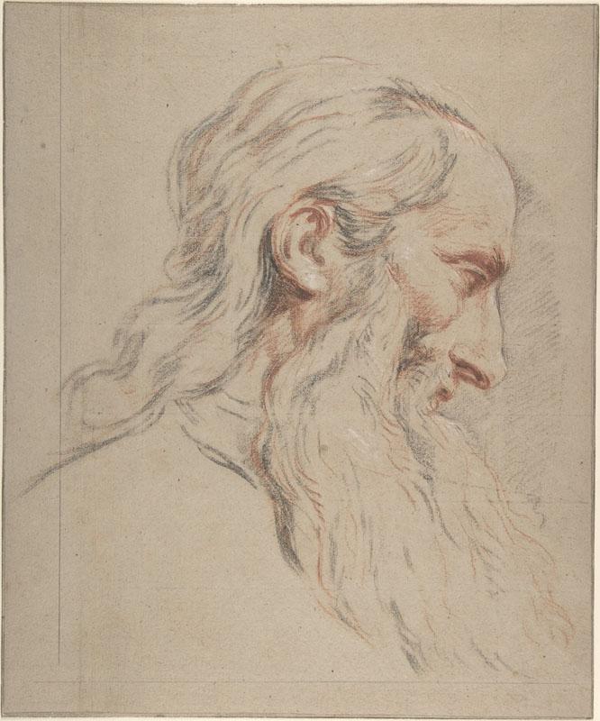 Jean Restout le jeune--Head of a Bearded Man