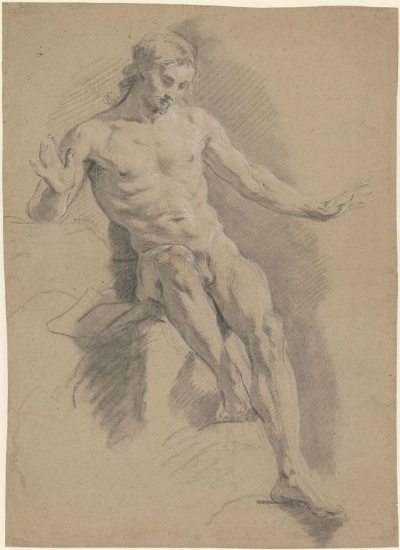 Jean Restout le jeune--Seated Male Nude
