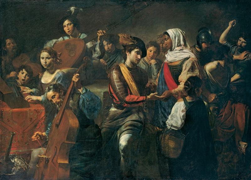 Jean Valentin de Boulogne - Cheerful Company with Fortune-teller, 1631