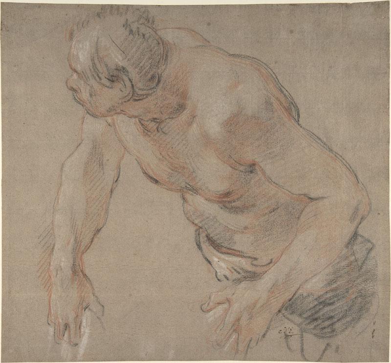 Jean-Baptiste Deshays--Half Figure of a Man, Nude to the Waist