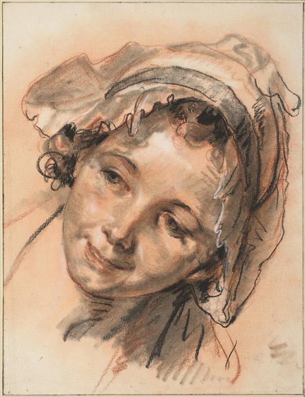 Jean-Baptiste Greuze (1725-1805)-Head of Smiling Girl, c