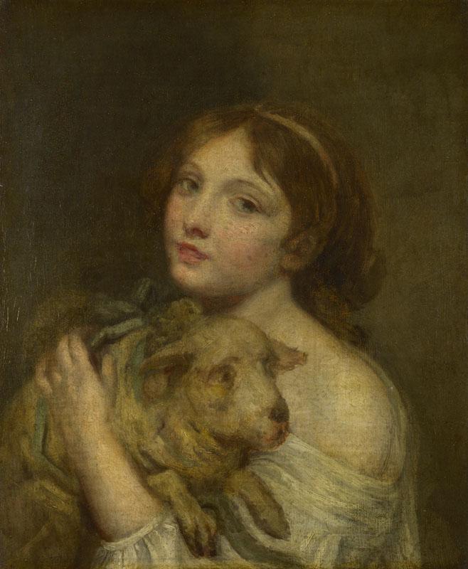 Jean-Baptiste Greuze - A Girl with a Lamb