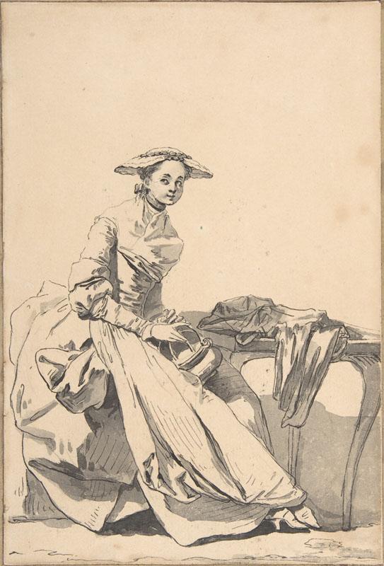 Jean-Baptiste Greuze--Florentine Woman Wearing a Butterfly Cap