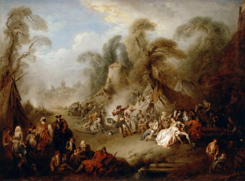 Jean-Baptiste Pater -- A fete champetre, rejoicing of the soldiers