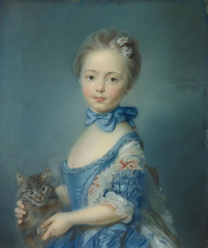Jean-Baptiste Perronneau - A Girl with a Kitten