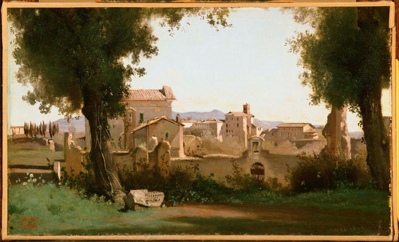 Jean-Baptiste-Camille Corot (1796-1875)-View from the Farnese Gardens, Rome