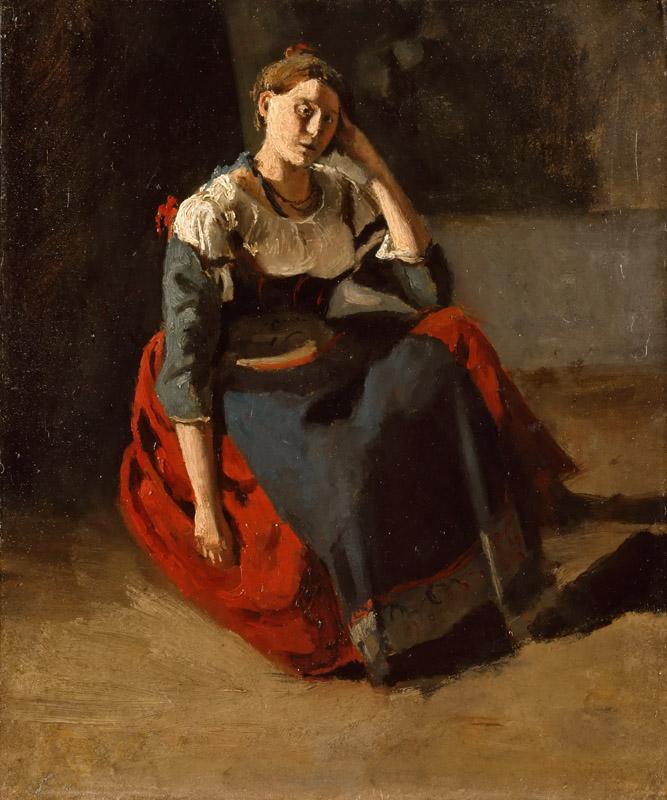 Jean-Baptiste-Camille Corot -- Italian woman seated, leaning on her knees