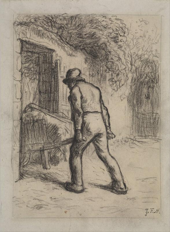 Jean-Francois Millet - Study for Man with a Wheelbarrow