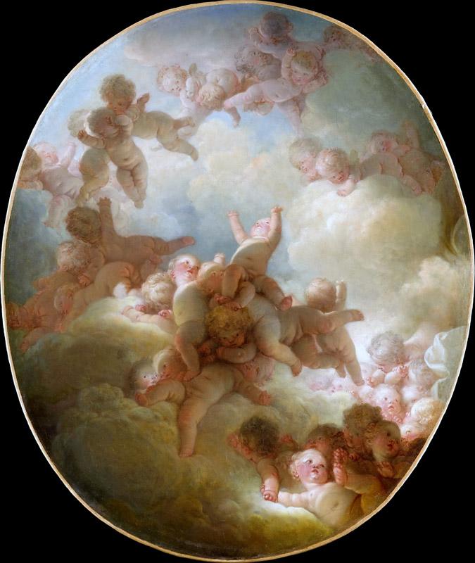 Jean-Honore Fragonard -- Swarm of Cupids