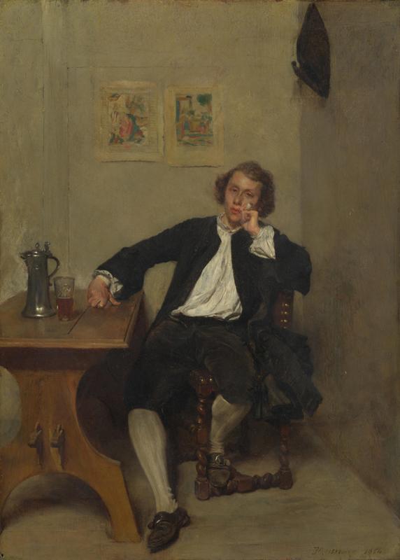 Jean-Louis-Ernest Meissonier - A Man in Black smoking a Pipe