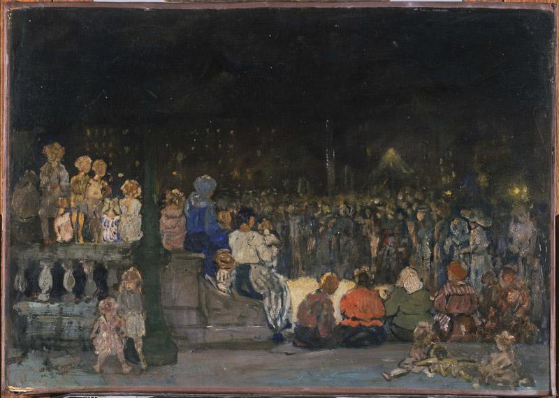 Jerome Myers (1867-1940)-Band Concert Night