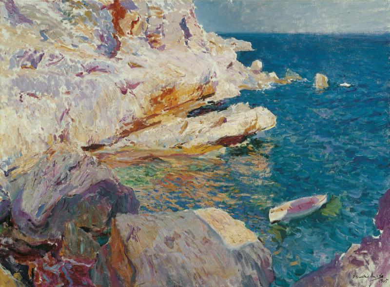 Joaquin Sorolla y Bastida - Rocas de Javea y el bote blanco