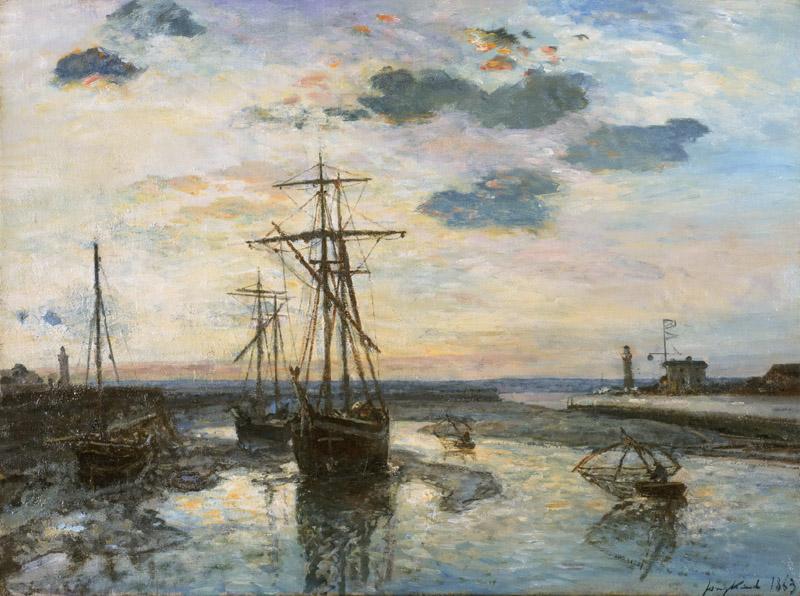 Johan Barthold Jongkind, Dutch (active The Hague, Paris, and Rotterdam), 1819-1891 -- Port of Honfleur at Evening