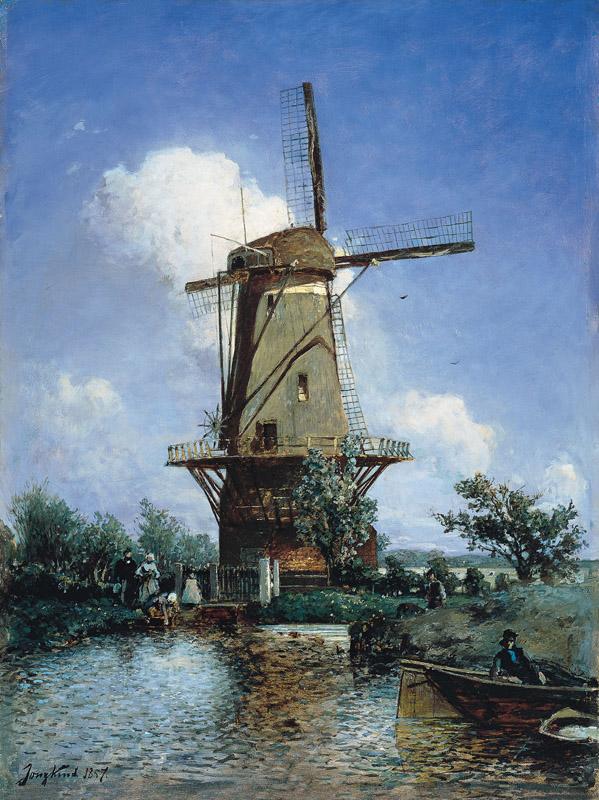 Johan Barthold Jongkind - Windmolen bij Delft