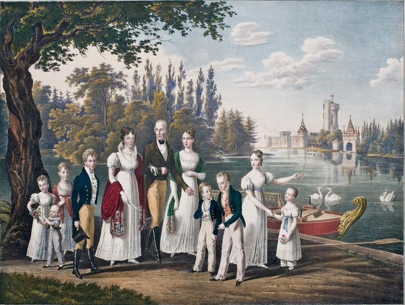 Johann Nepumuk Hochle - Emperor Franz and his Family at Laxenburg Principal Moments from the Life