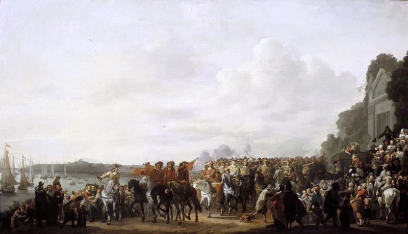 Johannes Lingelbach - Charles II stopping at the Estate of Wema on the Rotte on his Journey from Rotterdam to The Hague