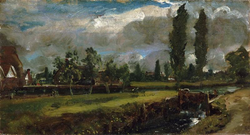 John Constable, English, 1776-1837 -- Landscape with a River
