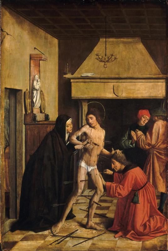 Josse Lieferinxe, French, documented 1493-1505-8 -- Saint Sebastian Cured by Irene