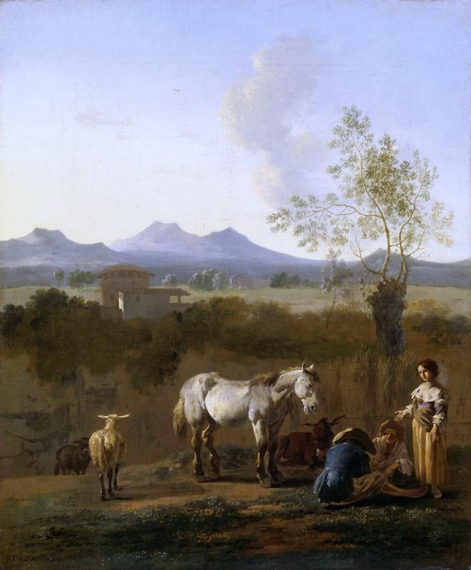 Karel Dujardin -- White horse in an Italian landscape