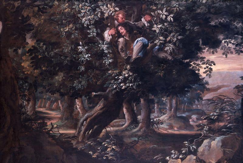 King Charles II and Colonel William Carlos in the Royal Oak by Isaac Fuller