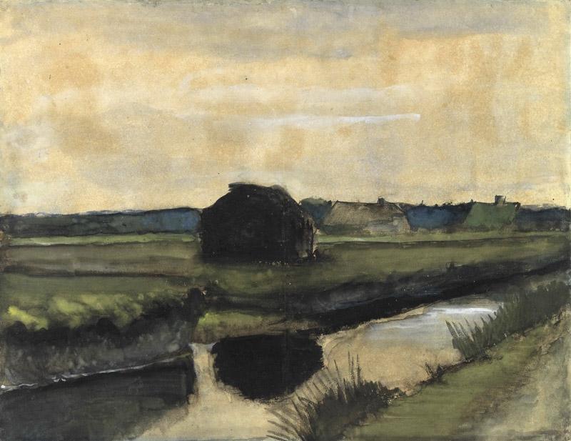 Landscape with a Stack of Peat and Farmhouses