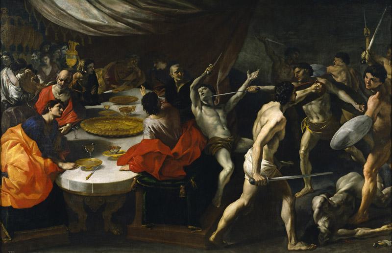 Lanfranco, Giovanni di Stefano-Gladiadores en un banquete-232 cm x 355 cm