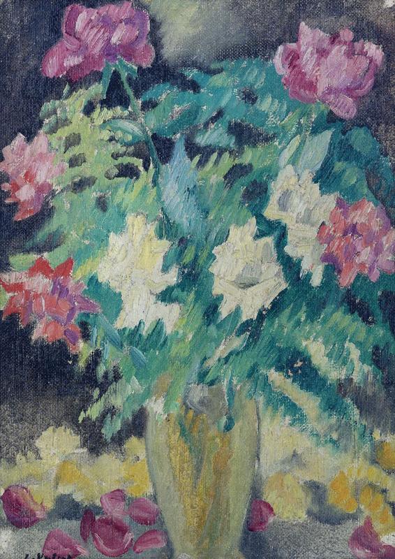 Lead-Glass Vase, Roses, 1931