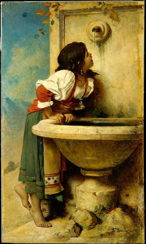 Leon Bonnat--Roman Girl at a Fountain