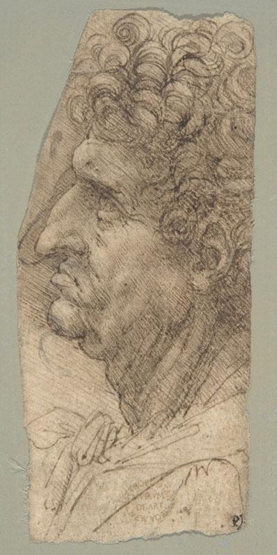 Leonardo da Vinci--Head of a Man in Profile Facing to the Left