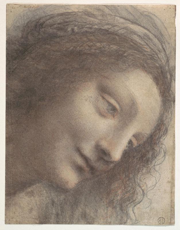 Leonardo da Vinci--The Head of the Virgin in Three-Quarter