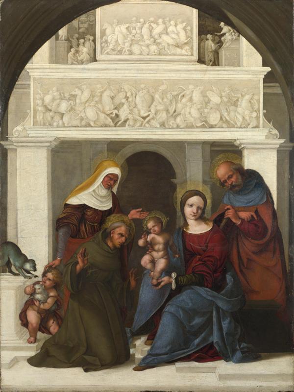 Lodovico Mazzolino - The Holy Family with Saint Francis