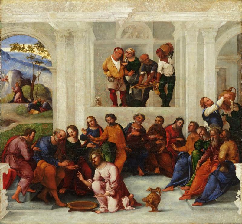 Lodovico Mazzolino, Italian (active Ferrara), first documented 1504, died 1528-30 -- Christ Washing the Feet of the Disciples
