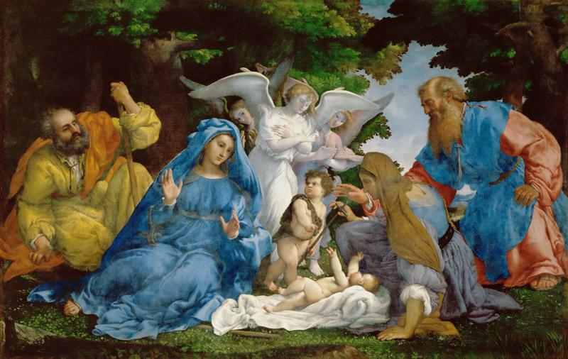 Lorenzo Lotto -- Holy Family with three angels