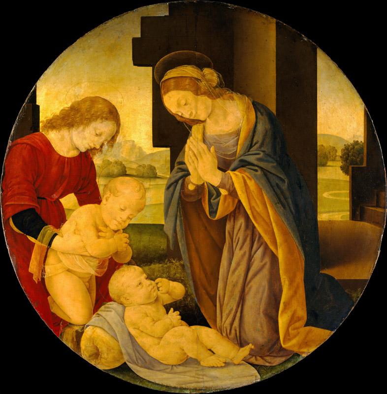 Lorenzo di Credi--Madonna Adoring the Child with the Infant Saint John the Baptist and an Angel