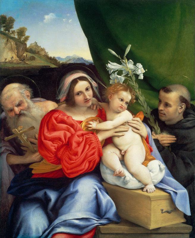Lorenzo Lotto - Virgin and Child with Saints Jerome and Nicholas of Tolentino