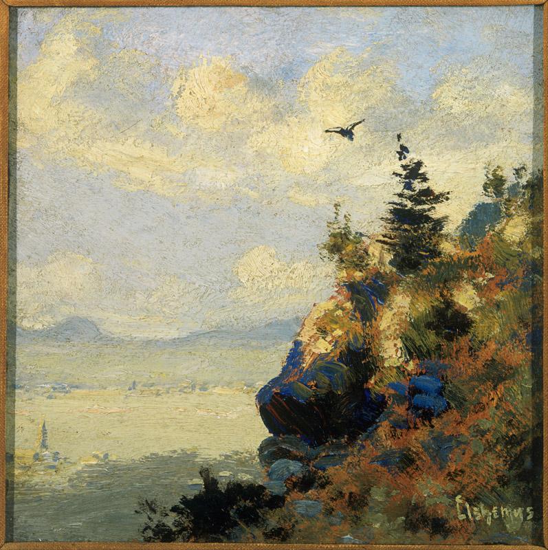 Louis Eilshemius (1864-1942)-Summer Landscape with Hawk