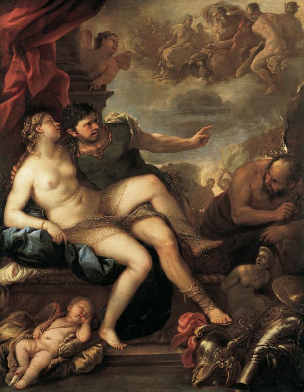 Luca Giordano - Mars and Venus, Captured by Vulcan, 1670