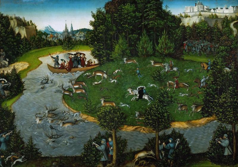 Lucas Cranach the elder -- Stag hunt of Elector Frederick the Wise
