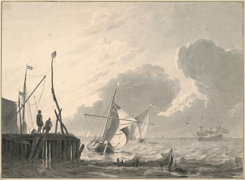 Ludolf Bakhuizen (1631-1708)-Harbor on the Sea in Gathering Thun