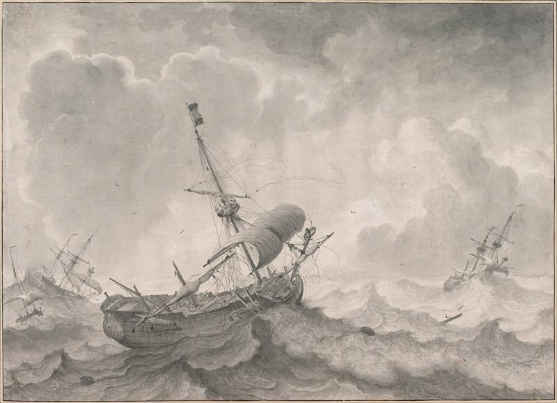 Ludolf Bakhuizen (1631-1708)-Ships on a Stormy Sea, 1698