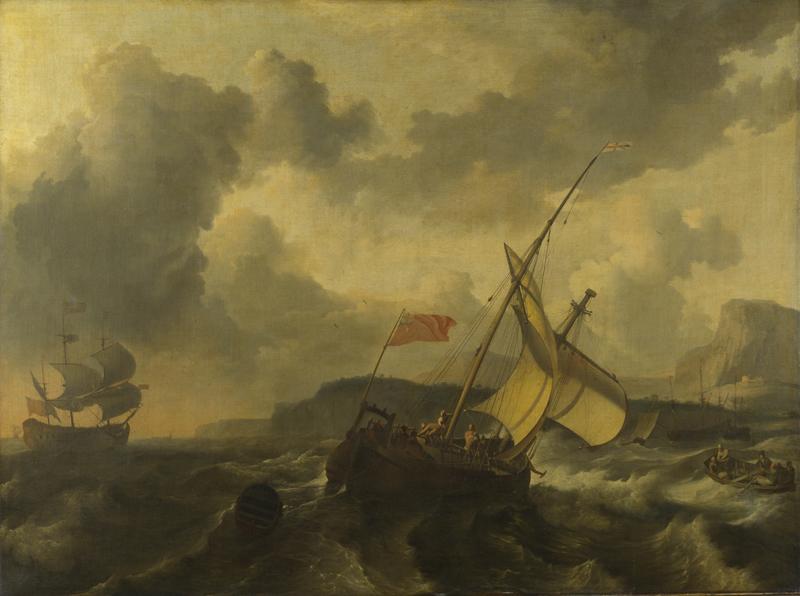 Ludolf Bakhuizen - An English Vessel and a Man-of-war in a Rough Sea