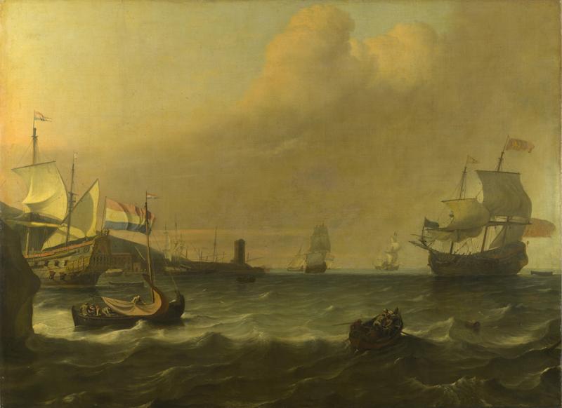 Ludolf Bakhuizen - Dutch Men-of-war entering a Mediterranean Port