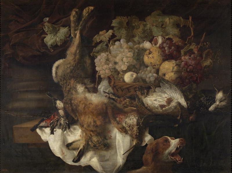 Luycks, Christiaan-Bodegon con un perro y un gato-77 cm x 112 cm